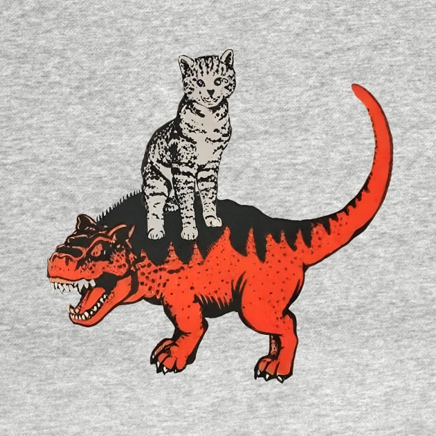 Cat on dinosaur by bant